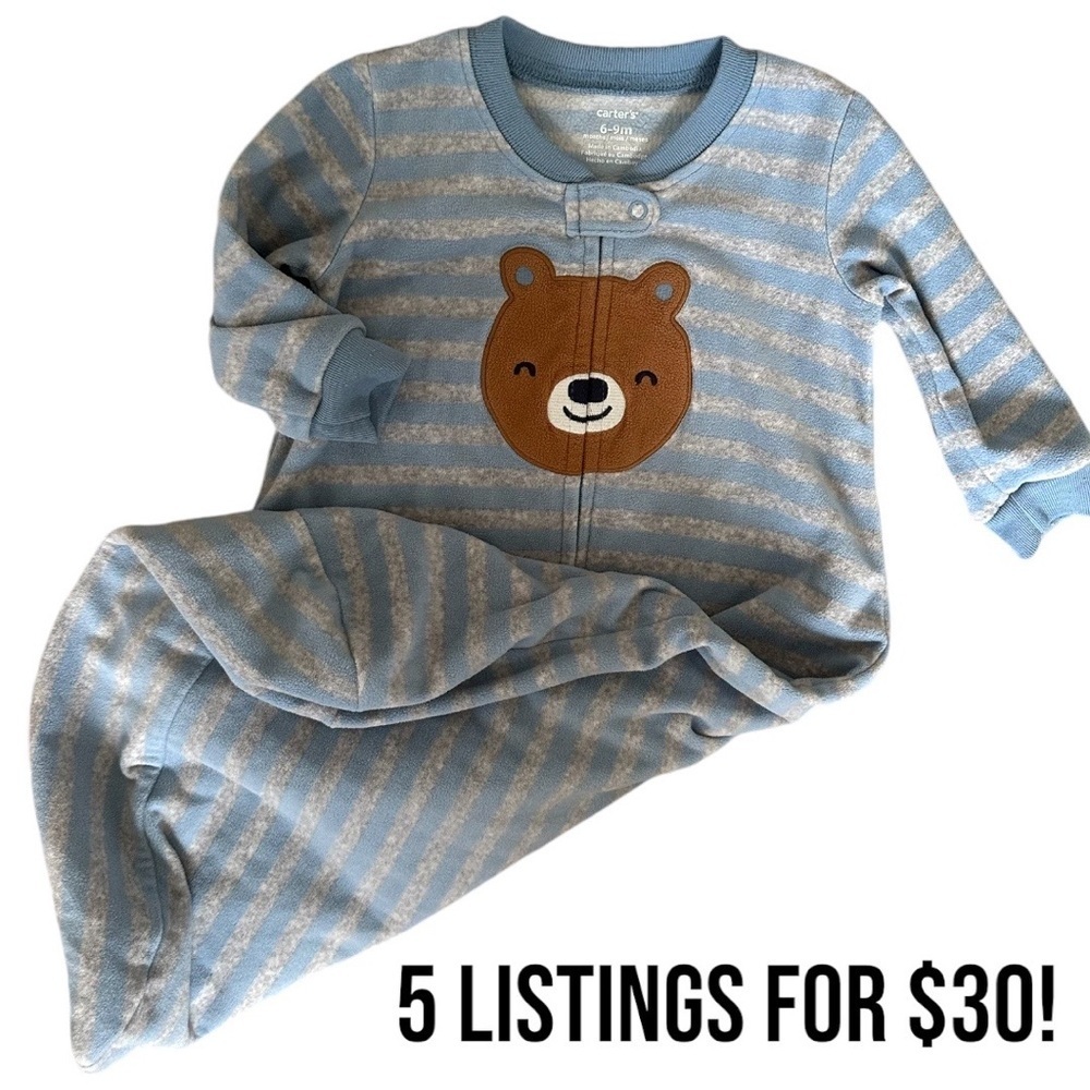 Carter’s 6-9 month soft fleece sleeping bag sleep sack pajamas baby boy euc